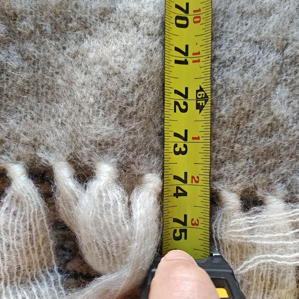 Donegal Design‎ Scarf Throw 74x18 Grey Cream Mohair Wool Handwoven Ireland